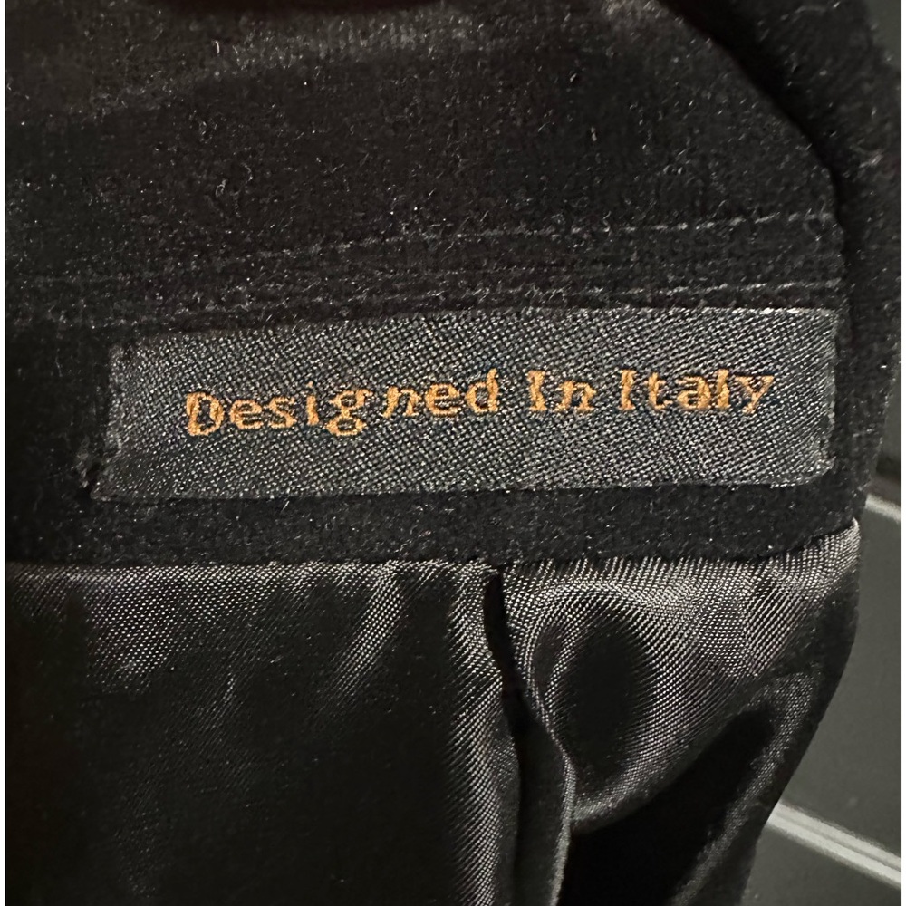 Vinci Blazer Mens Large Black Velvet Satin Trim Sports Jacket Evening Italy - Picture 4 of 6